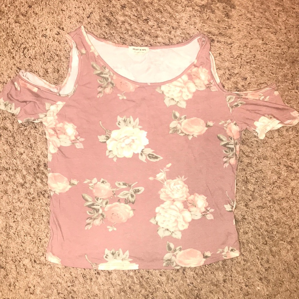 Floral cold shoulder crop top